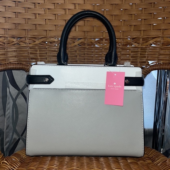 ♠️ kate spade Staci Saffiano Colorblock Medium Satchel Crossbody Bag, Gray Multi - Picture 11 of 16
